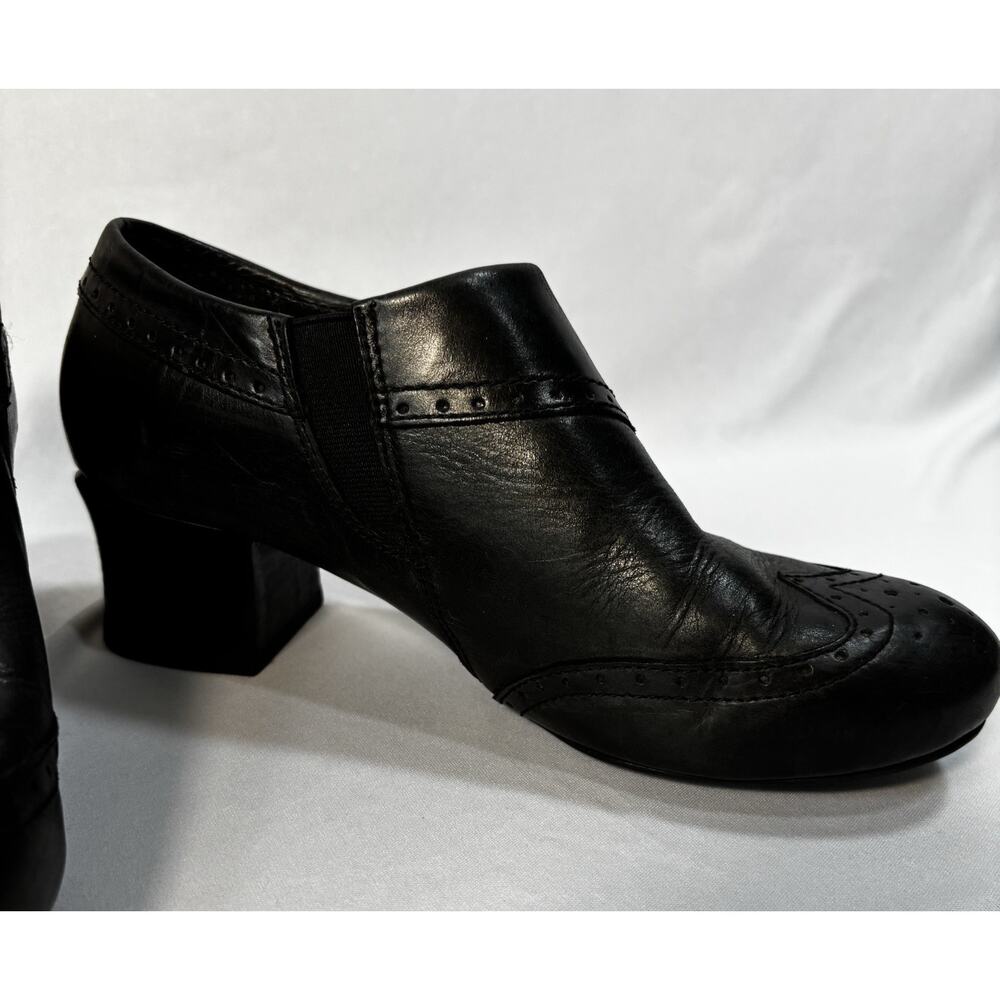 BORN Womens SIZE 9M Shoes Black Leather Platform Wedge Mules Clogs - Picture 6 of 8